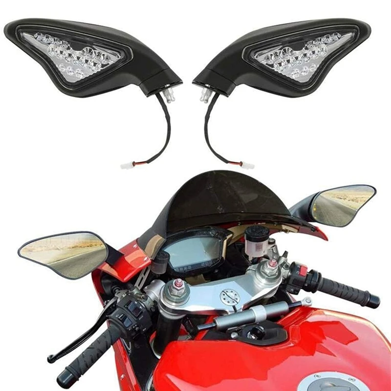 AU04 -Motorcycle Rearview Mirror With Turn Signal LED Mirror For Ducati 848 1098 1098S 1098R 1198 1198S 1198R