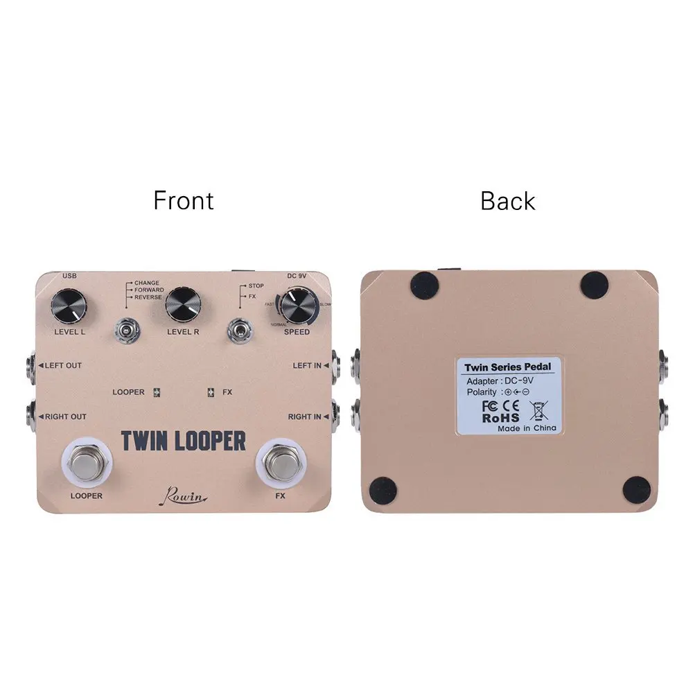 Rowin Twin Looper Electric Guitar Effect Pedal Loop Station 11 Types of Play with 10 Minutes of Recording Time True Bypass