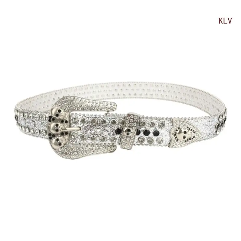 

Gothic Skull Rivet Belt for Jeans Adjustable Pin Buckle Waist Belt Buckle Waist Belt for Ladies Gentleman