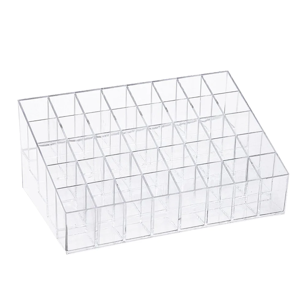 40 -Slot Shelf Lipstick Stand Grid 40-grid Lipstick Rack Shelves Gloss Transparent Nail Polish Plastic Rack Organizer