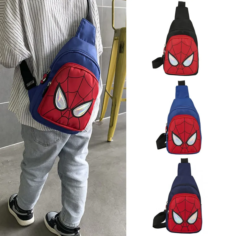 Marvel Spiderman Bolsa de peito crossbody para meninos e meninas, moda casual ao ar livre, desenhos animados Vingadores, um ombro, presente do