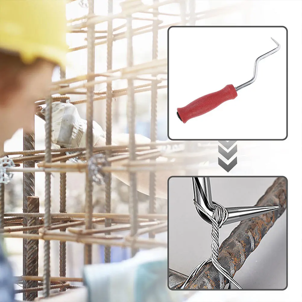 

Curved Rebar Wire Hook Steel with Plastic Handle Heavy Duty Rebar Tie Tool for Construction Site Wire Twisting Fence Tool