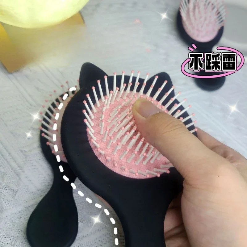 Black Pink Small Air Cushion Comb Oval Cat Ear Antler Pattern Smooth Hair Styling Combs Student Hairdressing Massage Airbag Comb