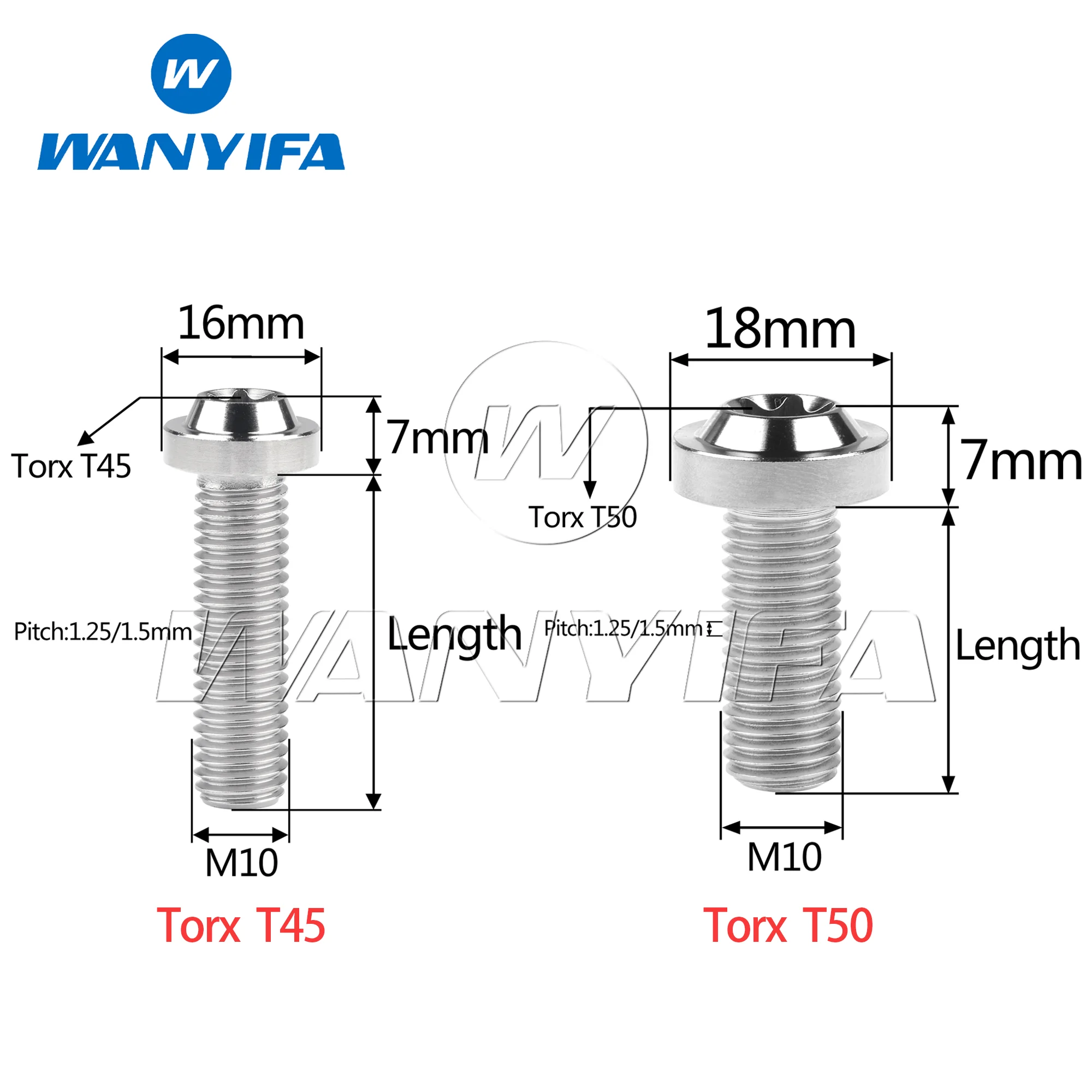 Wanyifa Tytanowa śruba M10X10/15/20/25/30/35/40/45/50/60/65Mm Skok 1.25/1.5mm Kwiatowa główka Torx T45/T50 dla 뷰네 очень культуры 많은