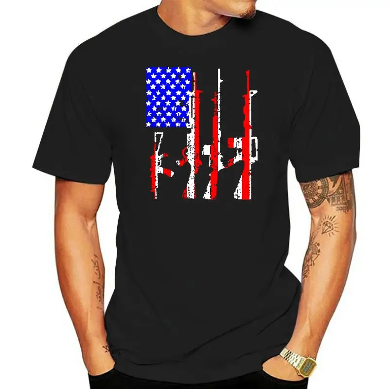 America Flag Rifle Guns T-shirt. USA 2nd Amendment love guns ammo AR15 shirt