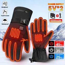 Guantes de esquí con calefacción para hombres y mujeres, Guantes Térmicos de invierno, impermeables, recargables para motos de nieve