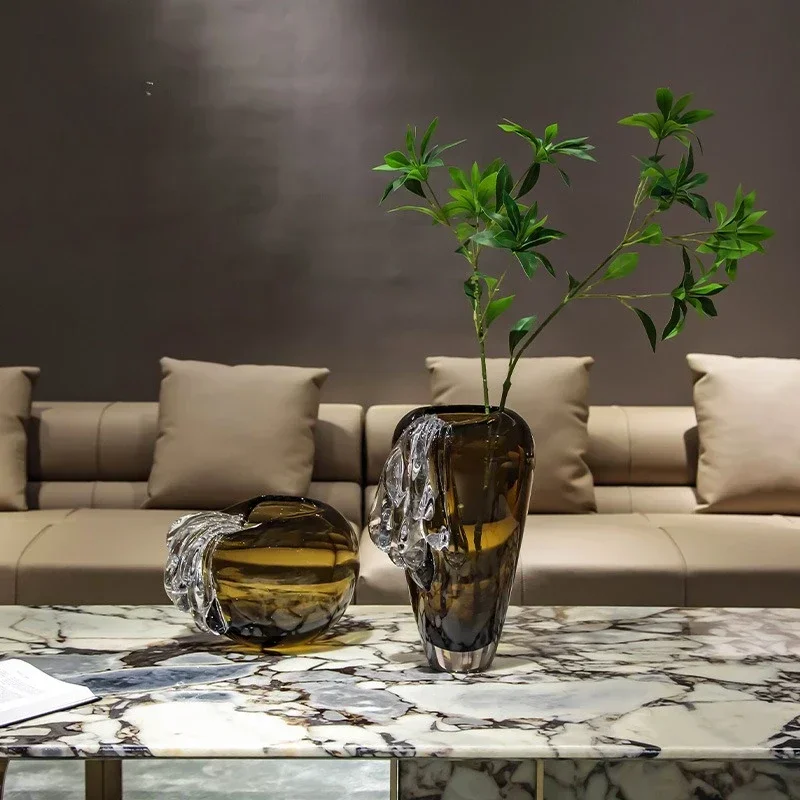K9 crystal glass decorative vase, hydroponic fresh dried flowers, retro size dining table
