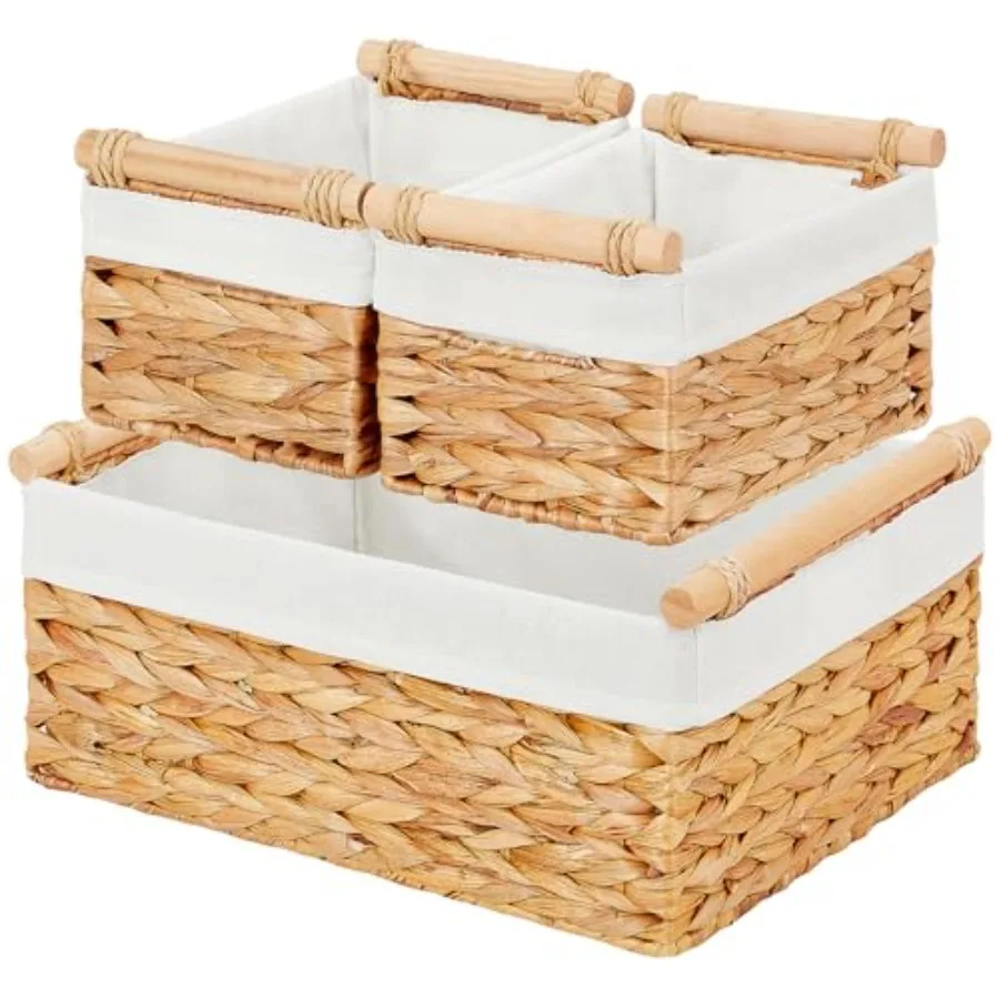 

Wicker Storage Basket, 3-Packs Storage Baskets for Organizing, Large Cube Storage Organizer Baskets Bins with Handles for Shelv