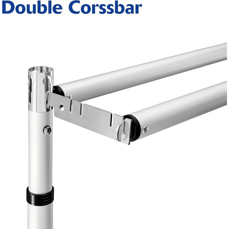 Kit supporto per fondale con tubo a doppia barra trasversale da 10 piedi x 10 piedi, supporto per fondale resistente, sfondo in metallo regolabile