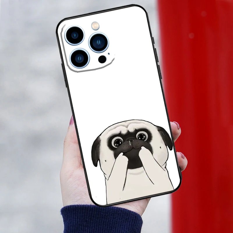 Pug Dog Funny Cartoon Case For iPhone 15 14 XR X XS Max Plus SE2 11 12 13 16 Pro Max Cell Phone Cover Casing Coque