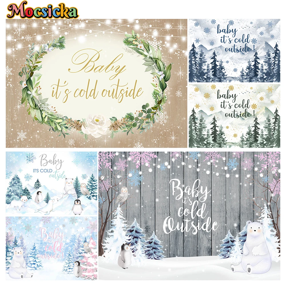 

Mocsicka Winter Photography Backgrounds Snow Animal Cute Kids Birthday Baby Shower Customized Portrait Background Props