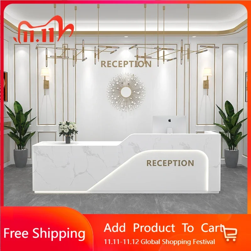 

Design Luxury Reception Desk Luxury Plexiglass Furniture Salon White Church Pulpit Moveable Minimalist Mostrador Home Furniture