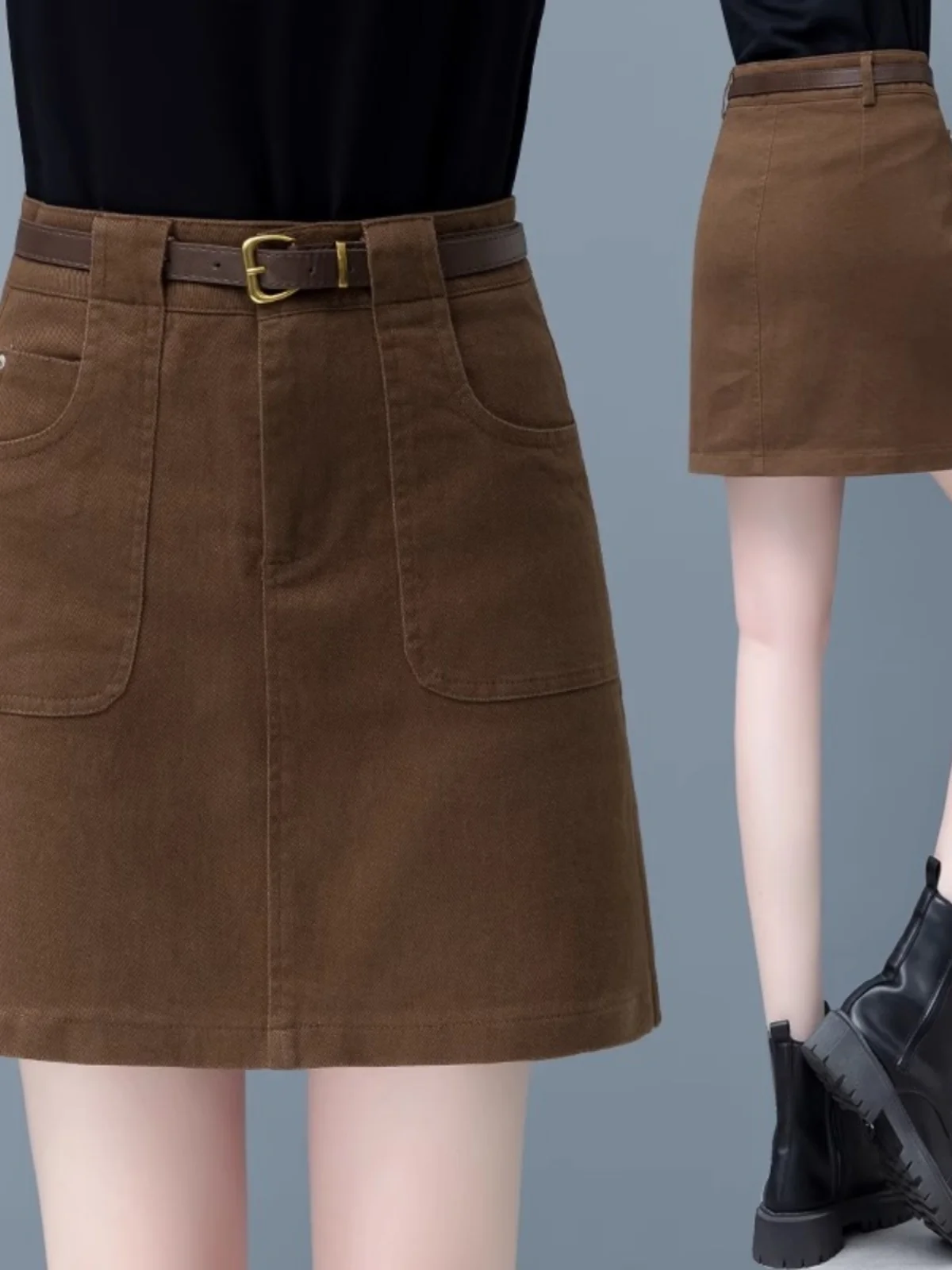 

High Waist A-Line Skirt Women's Spring Summer 2025 New Sle Retro Slimming Skirt Prevent Exposure Casual ort Skirt