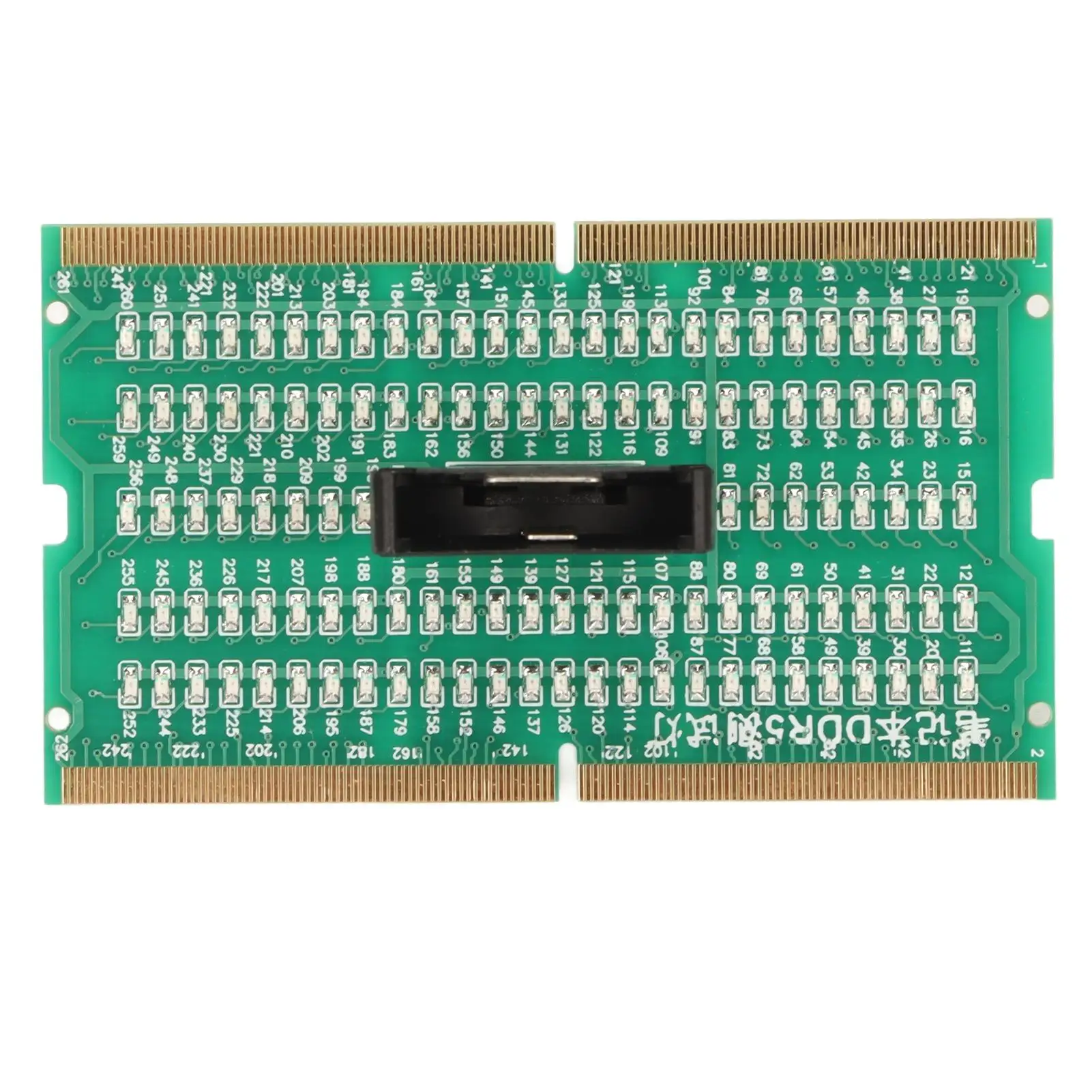 

Карта тестера памяти ноутбука DDR5 с интерфейсом вперед/назад и светодиодным индикатором — инструмент для диагностики слотов на печатной плате