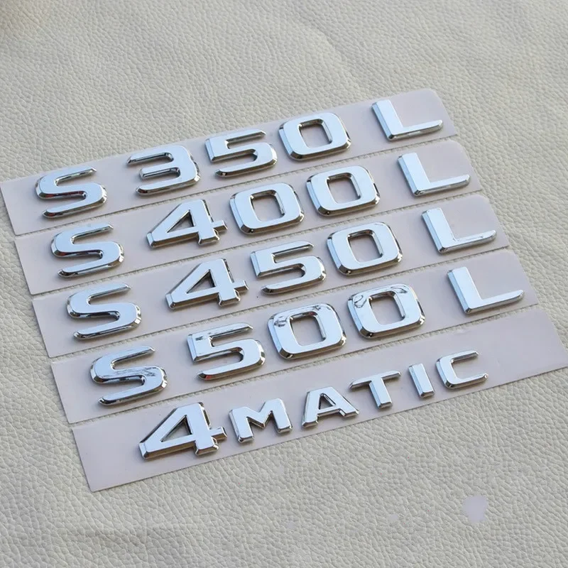 3D ABS Silver Trunk Letters Badges Emblem Emblems for Mercedes Benz S320L S400L S560 S500L S600L S550 S500 V8 BITURBO 4MATIC