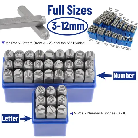 Stamp Stamp Number Or Letter Stamp Alloy Steel Stamp with Storage Box Punch Set Hardened Metal Leather Craft Embossing Handmade Carving Tool