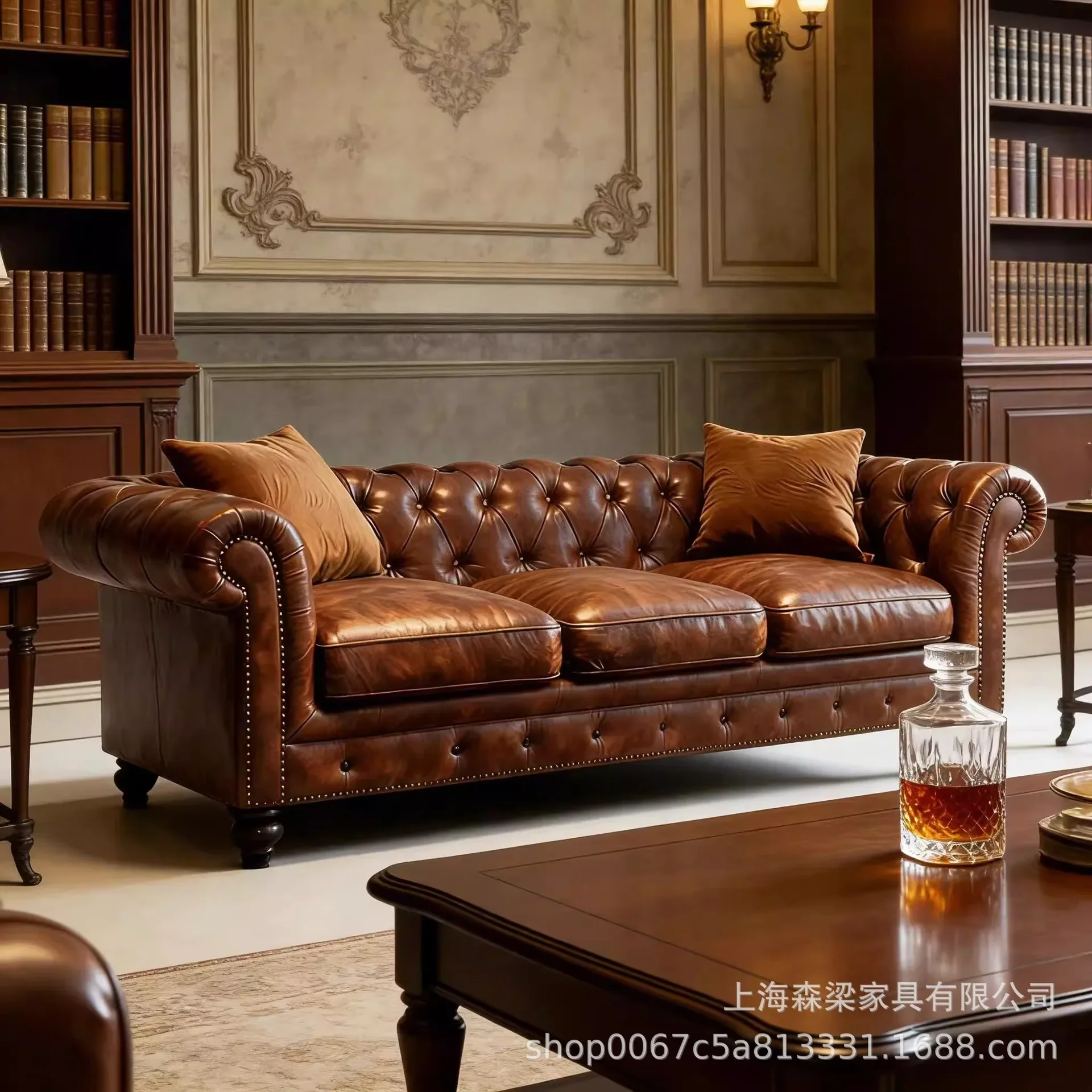 HYS home living room light luxury classic sofa old single three sofa seat
