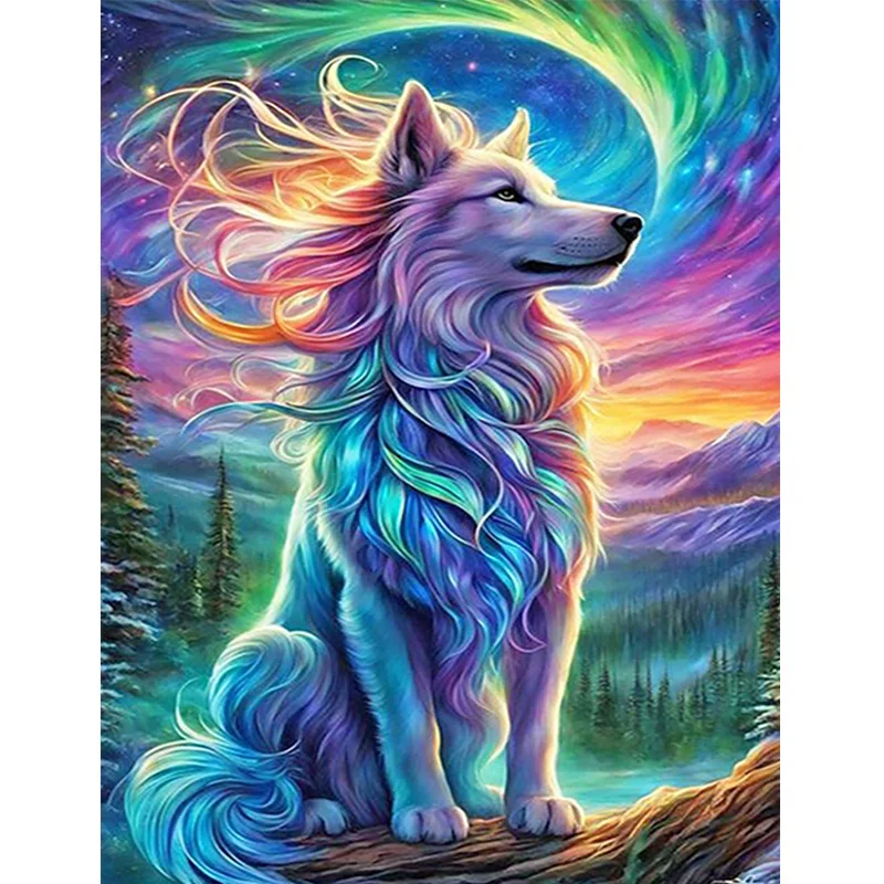 AB Diamond Diamond Painting 5D DIY Diamond Painting Cartoon Colorful White Wolf Wall Decoration Art Painting