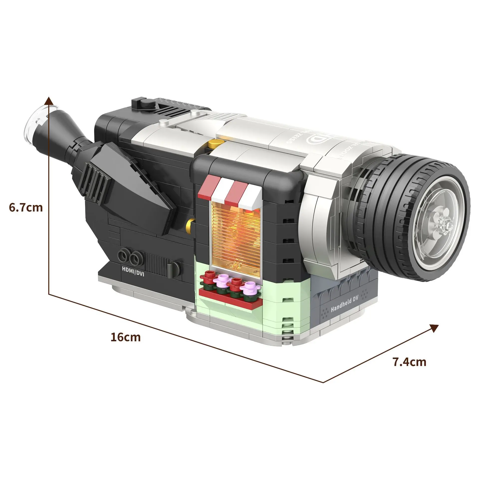 ตัวต่อกล้องถ่ายรูปย้อนยุค 603 ชิ้น ของเล่น MOC สำหรับเด็กชายและเด็กหญิง ของขวัญเสริมพัฒนาการ ประกอบเป็นกล้องวิดีโอ ปริศนาสนุกๆ เรียนรู้อย่างสนุก