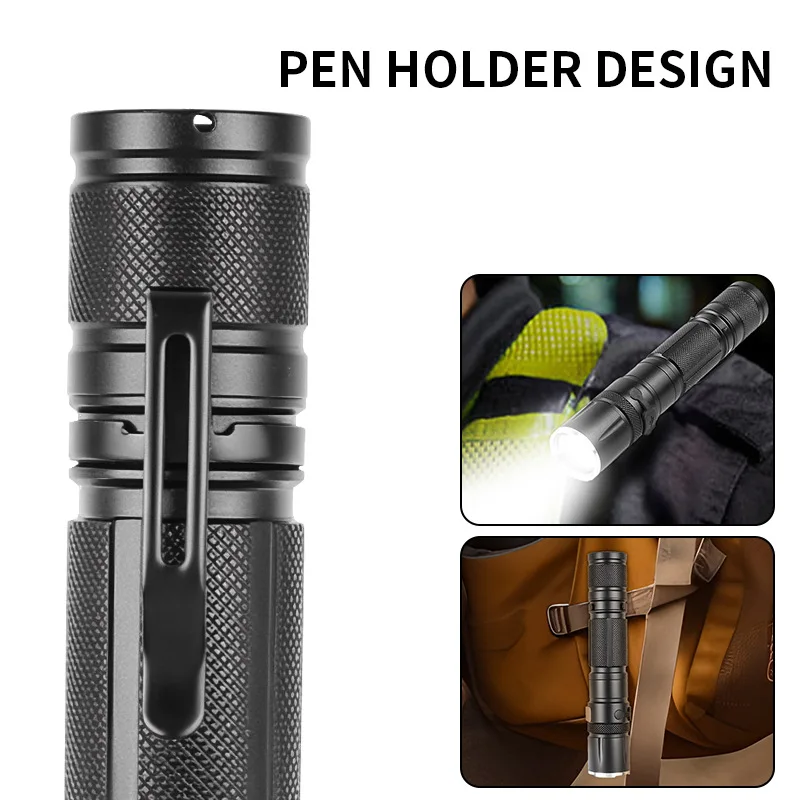 مصباح يدوي LED صغير قابل للتكبير - فانوس صيد خارجي فائق السطوع ومقاوم للماء وقابل لإعادة الشحن