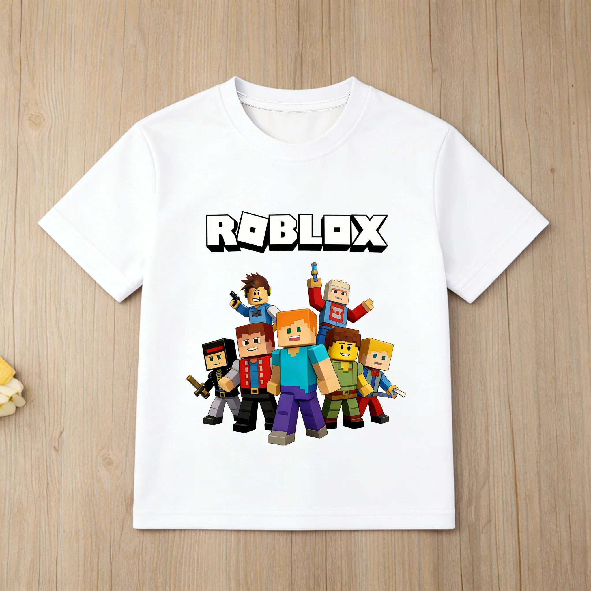 Roblox Cartoon-Charakter bedrucktes Baumwoll-T-Shirt für Jungen, kurzärmelig, Kinderoberteile, weiches Kinder-T-Shirt, Roblox-Spiel-T-Shirt