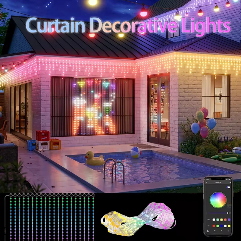 DIY Smart RGB LED String Lights App Control LED String Music Sync Fairy Light USB Plug Text Pattern for Party Room Decoratons