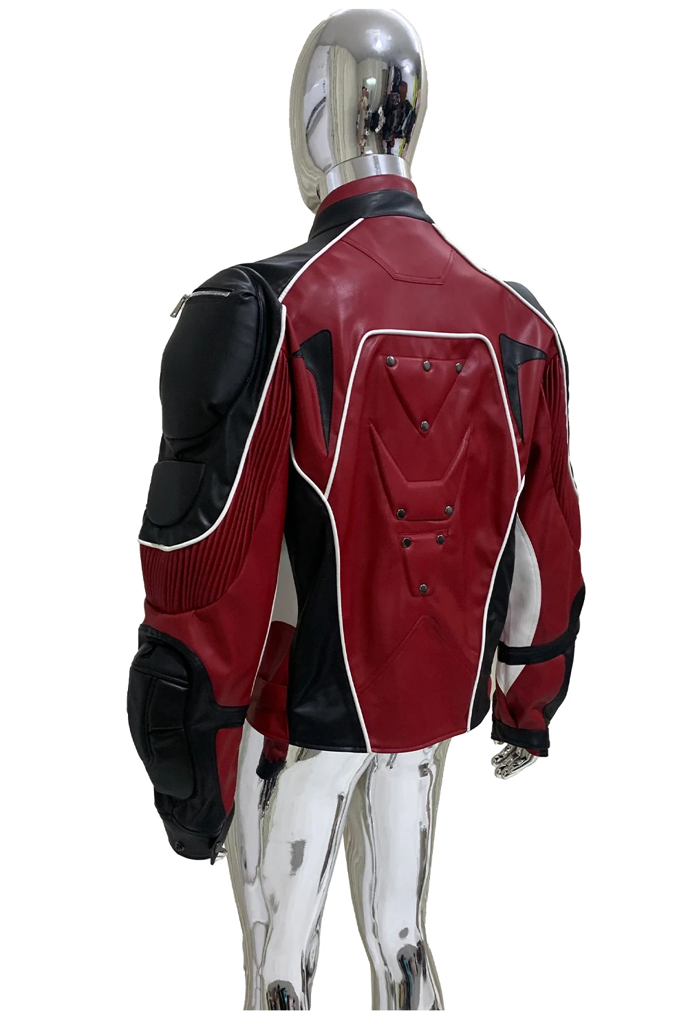 2025 Men's Autumn New High-End PU Leather Jackets Contrast Color Splicing Padded Shoulder Men's Motorcycle Leather Jacket Coats