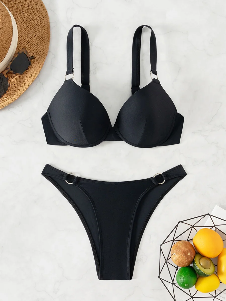 

Женский раздельный купальник-бикини с бюстгальтером на косточках и эффектом пуш-ап, пляжная одежда