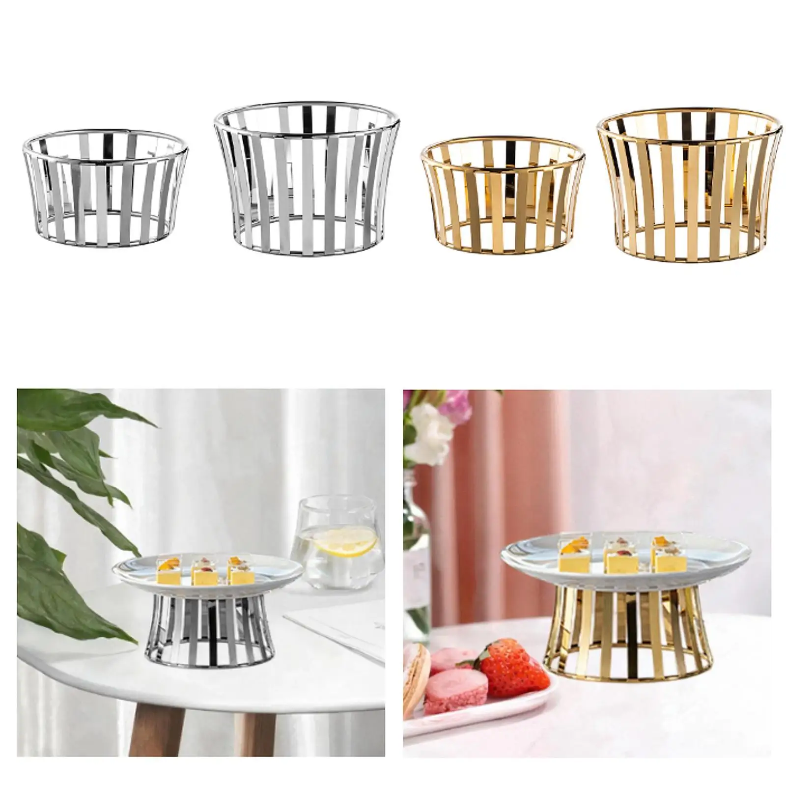 Stainless Steel Food Tray Stand Decorative Rust Resistant Multipurpose Fruit Dish Rack for Hotel Banquet Household Kitchen Gift