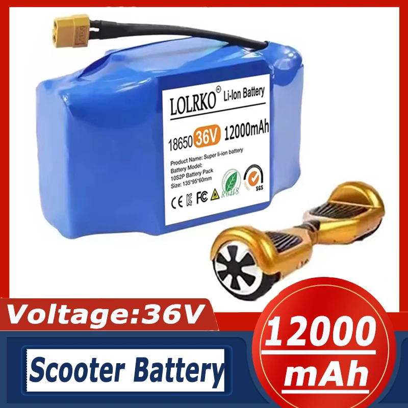 36V 10S2P 12000mAh 36V Lithium-Ionen-Akku für Elektroroller 18650 42V 18650 Auto-Balancing-Akku für Elektrofahrzeuge