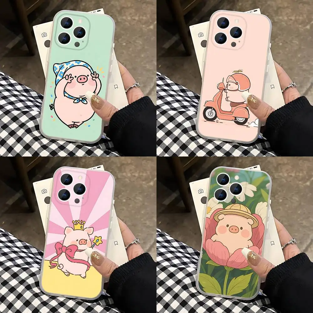 

Cartoon L-LuLu Pig Phone Case For iPhone 17,16,15,14,13,12,11 Pro,Max,Plus,Mini,Air,E Magnetic Magsafe Frosted Clear