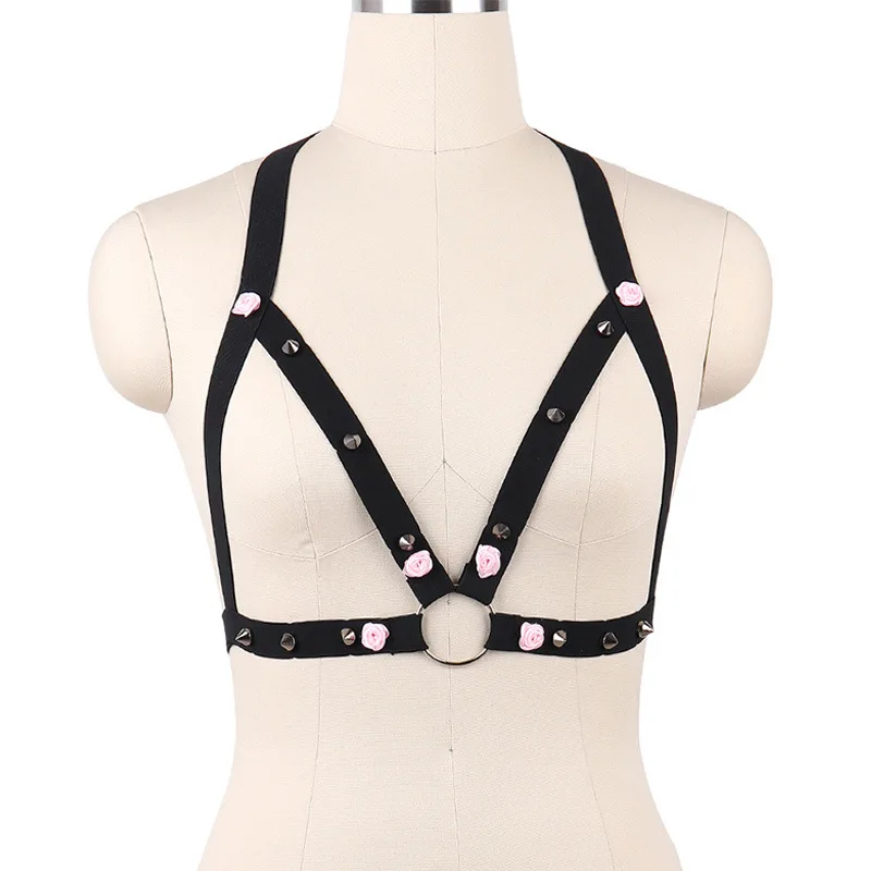 

Women Underwear Sexy Lingerie Goth Body Harness Rave Wear Open Chest Body Cage Bondage Stockings Harness Garter Belt