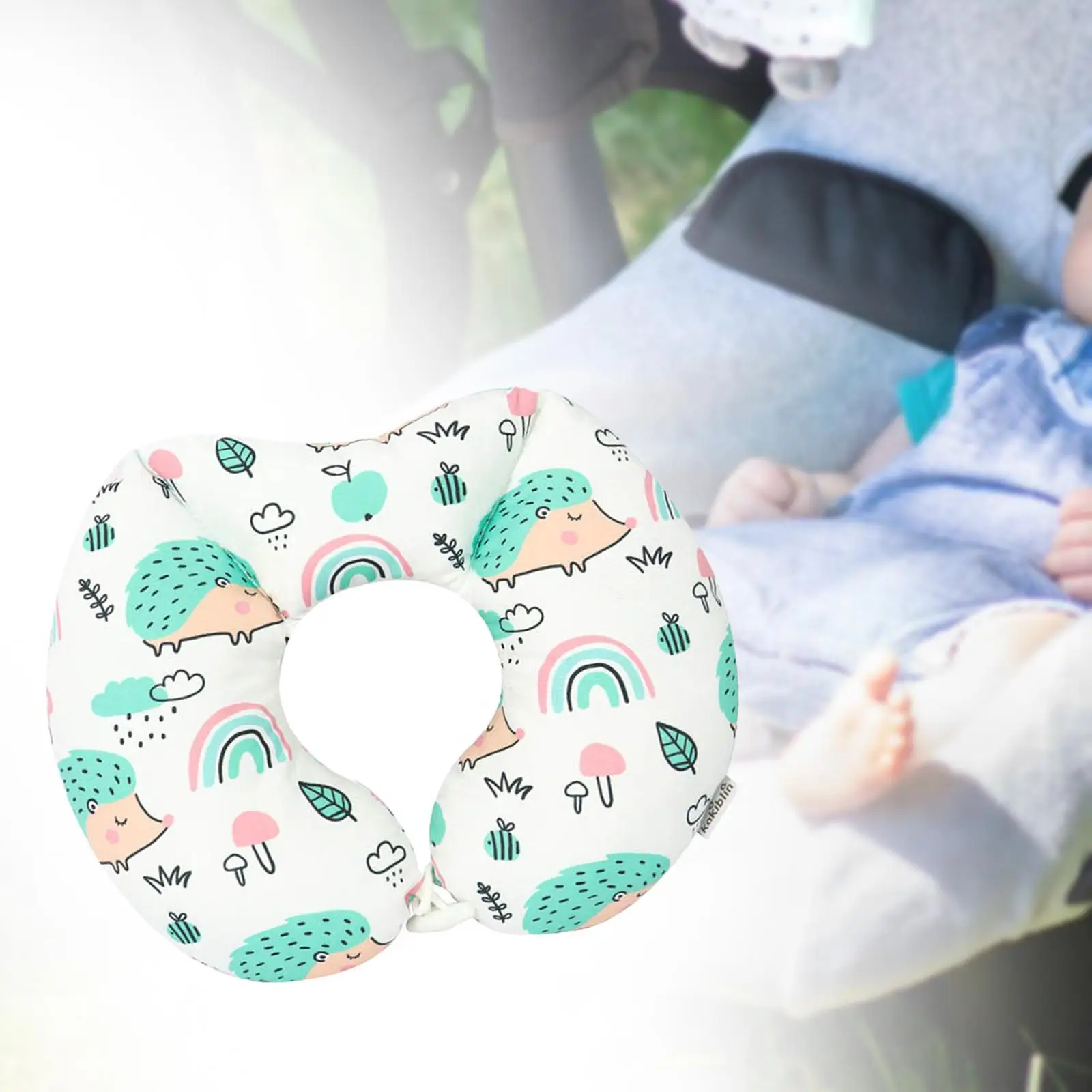 Baby Feeding Pillow Portable for Mom and Baby Multifunction Neck Pillow Cartoon Comfortable Support for Travel Car Home Outdoor