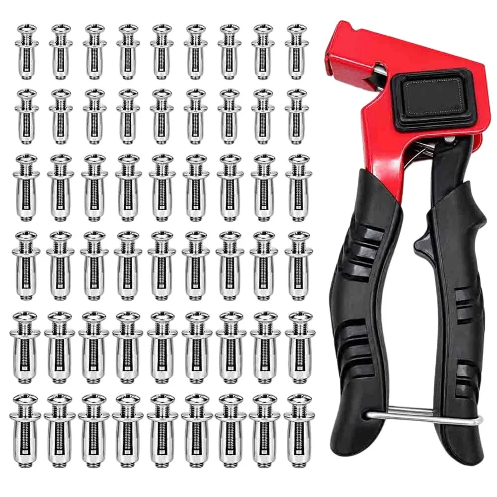 60Pcs Button Rivet Locking Nuts Set with Install Tool, /M5/M6 Zinc Plated Steel, Rust-Resistant for Industry