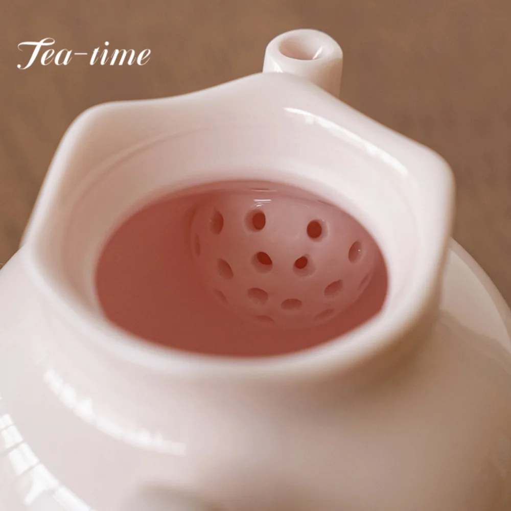 150ml Creative Jade Pink Mud Teapot Flower Lace Ceramic Pot with Filter Chinese Tea Brewing Kettle Women Kung Fu Tea Ware Gifts