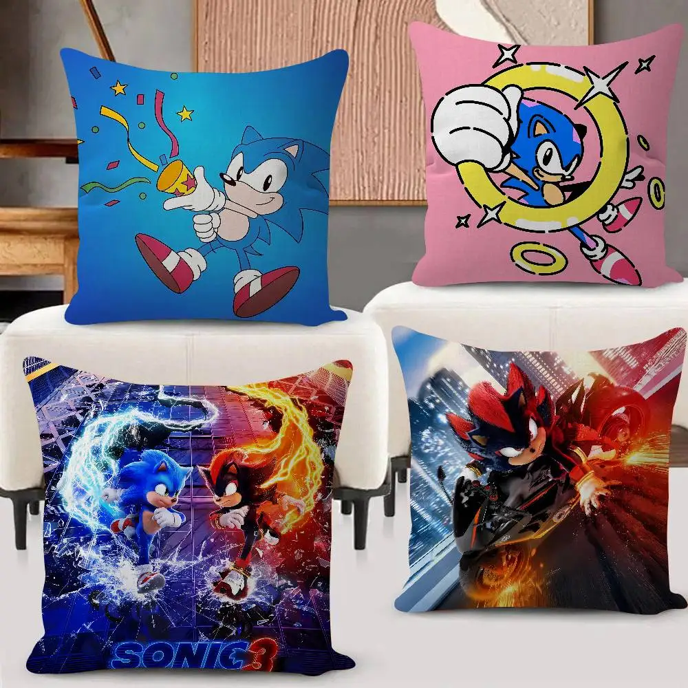 Cool Anime S-Sonics-c Characters Pillow Case For Sofa Decor Car Office Room Printing Cushion Cover Decorations And Protector