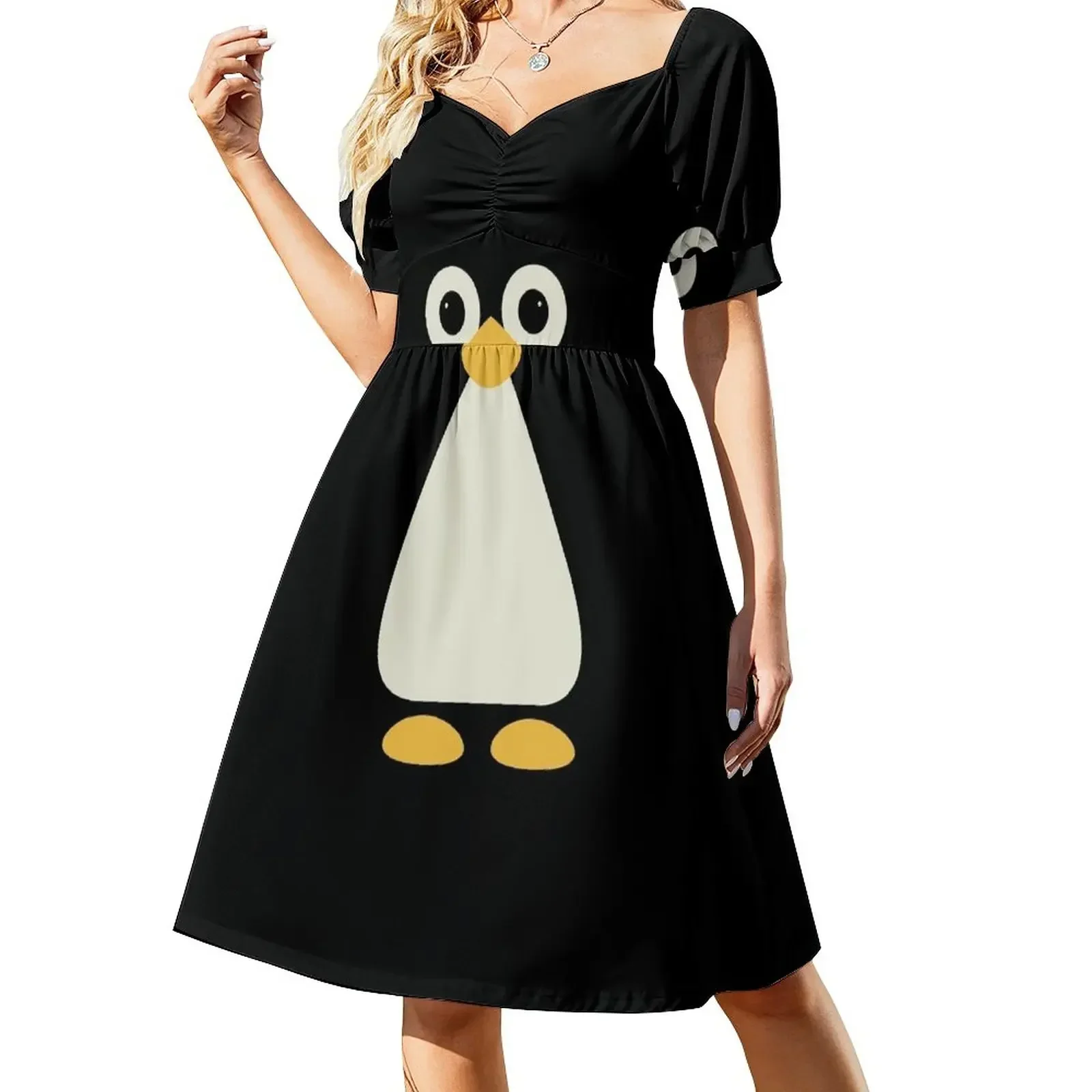

Penguin Short-Sleeved Dress evening dress woman Woman clothes