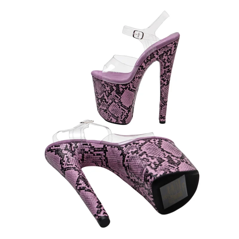 Leecabe 8Inch/20cm Clear PVC Upper Snake Cover Platform High Heels Party Sandals Stripper Heel Pole Dance Shoes