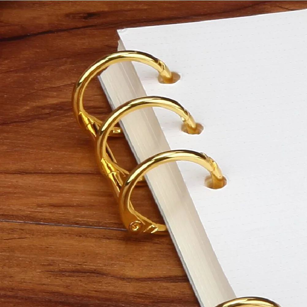 6 Pcs Metal Binder Scrapbook Ring File Segmented Practical Gold Trim Rings DIY Notebooks 3-rings Key