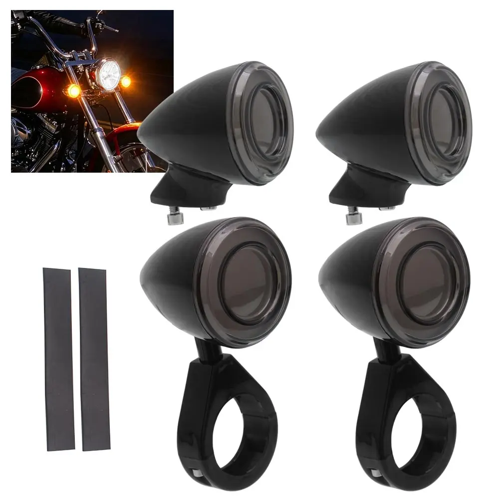 2 Pair LED Turn Signal Lights Black ABS Motorcycle For Harley Iron Sportster XL 883 1200 Dyna FXDL Softail FXSTC 1982-2021 Parts