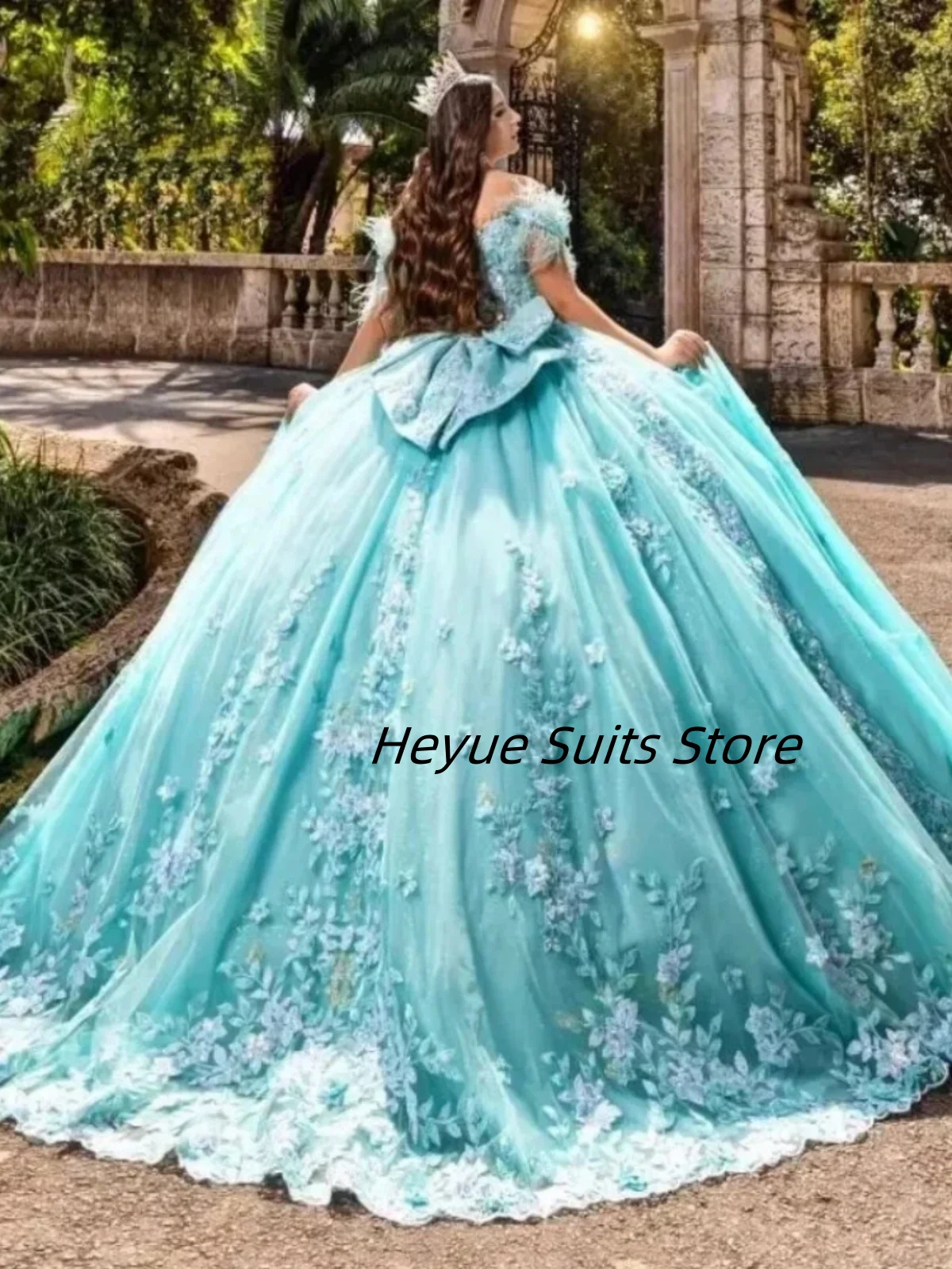 تخصيص قبالة الكتف أنيقة فساتين Quinceanera الريش مطرز زين عيد ميلاد رداء حفلات فستان الحلو 15 الفتيات فستاين سهرة/فساتين الحفلات