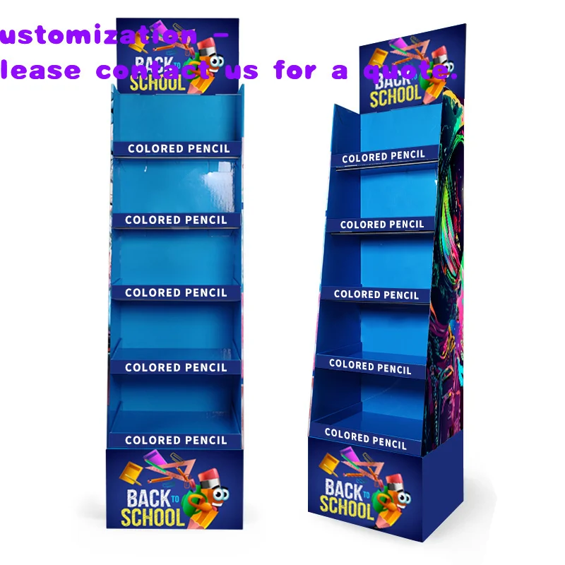 custom.Custom Retail Promotion Stackable Standing Point of Sale Back School Corrugated Cardboard Display Stand Rack