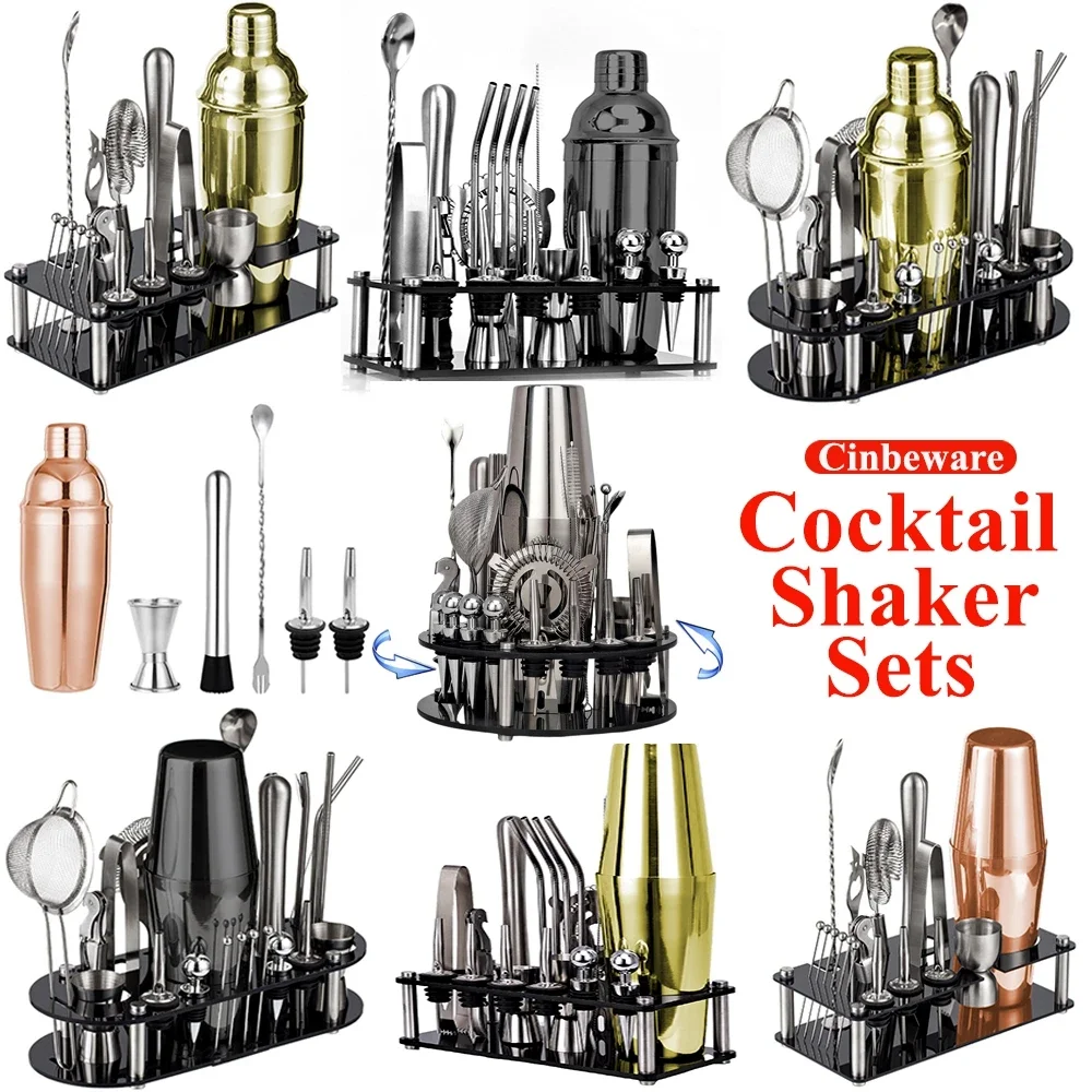 1-33 Pcs Cocktail Shaker Set Boston Shaker kits Cocktail Utensils Mixer Kit Complete Professional Bartender Kit Bar Accessories