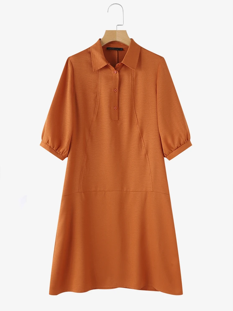 ZANZEA 2024 Summer Lantern 3/4 Sleeve Midi Dress Women Lapel Neck Shirt Dress Casual Loose Buttons Robes Korean Fashion Vestidos