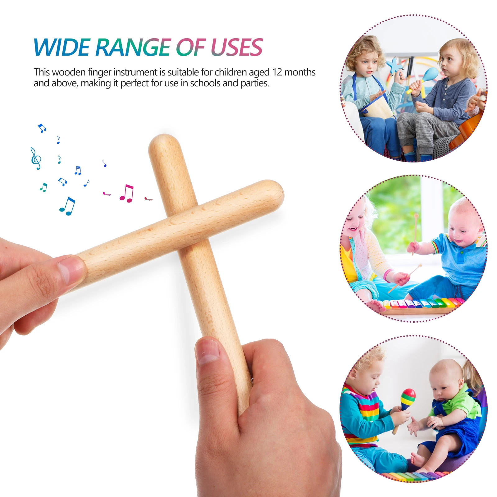 

Rhythm Stick Musical Castanets for Kids Finger Percussion Instruments Classroom Baby Toys
