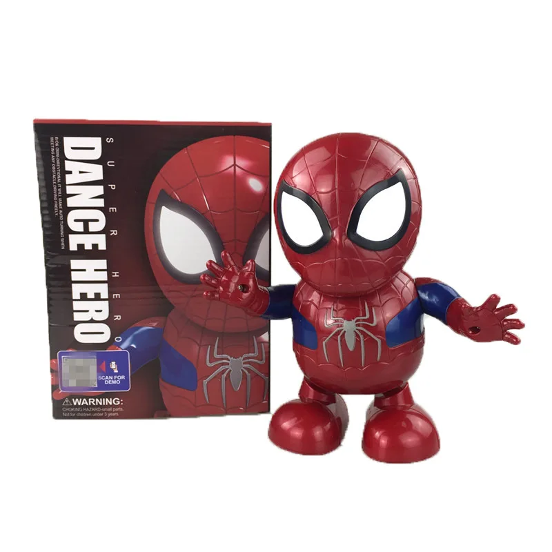 Disney Iron Man Music Dance Robot Toys LED Action Anime Figure Spiderman luminoso modello interattivo bambini bambini regali di compleanno