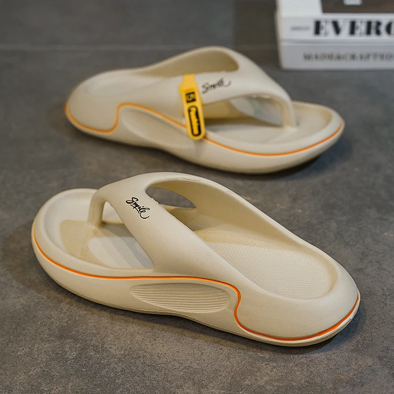 

White Women's Slippers Thick Platform EVA Men's Flip Flops Summer Clip Anti Slip Beach Sandals Comfortable Soft Bottom Slippers