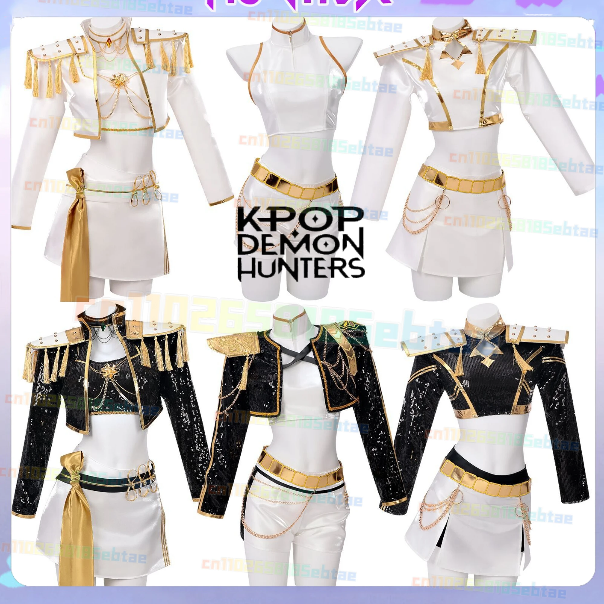 

K-Pop Mira Rumi Zoey Cosplay Anime Demon Hunters Cosplay Costume Woman Black/White Gold Party Stage Play Uniform Girl Suit