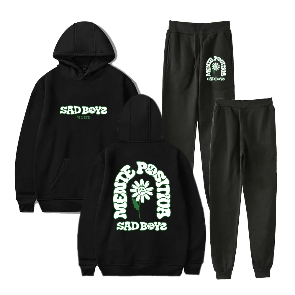 

Junior H Sad Boyz 4 Life Merch Flower Hoodie Jogger Pants Two Piece Set Sweatshirt+Sweatpants 2023 World Tour Women Men's Set