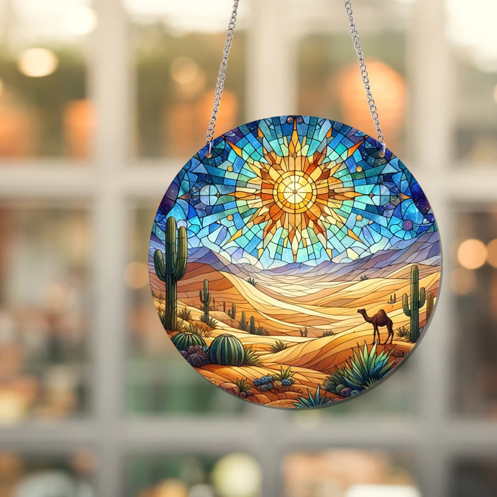 1 pc cool Desert Acrylic Window Hanging Sun Catcher Baby Room Decor Window Decoration Gift Indoor Outdoor Home